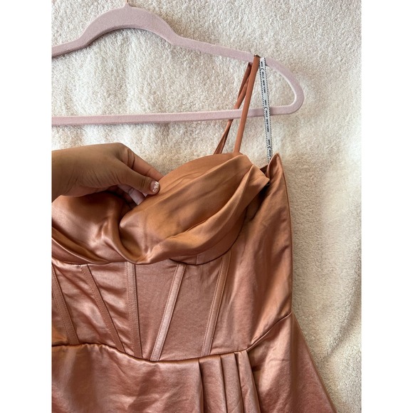 Miss Circle Brigid Coffee Satin Corset Dress Size XL - Picture 11 of 16